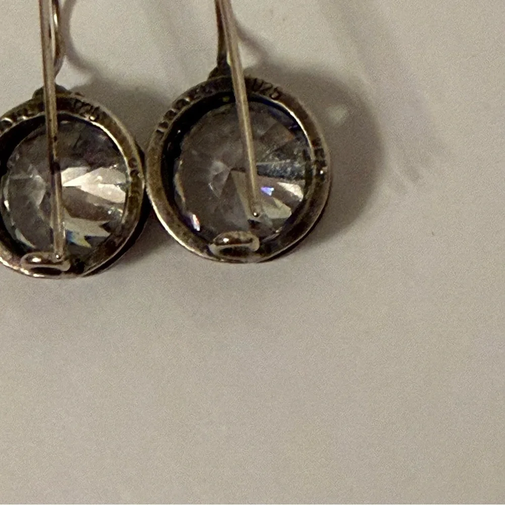 DIDAE ISRAEL EARRINGS STERLING SILVER 925 CZ CUBIC ZIRCONIA ROUND FRENCH HOOK